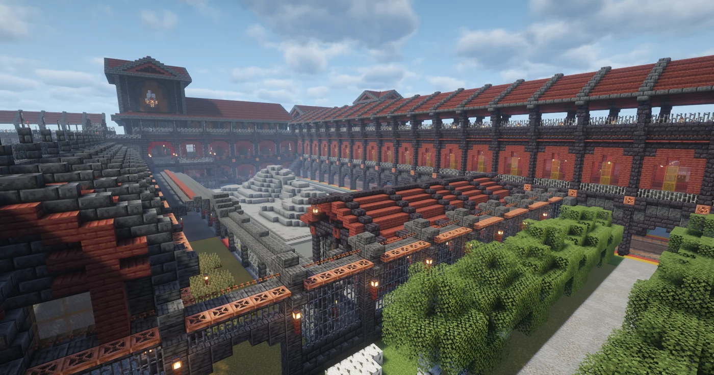 BookedMC’s prison buildings and resource areas, seen from above.